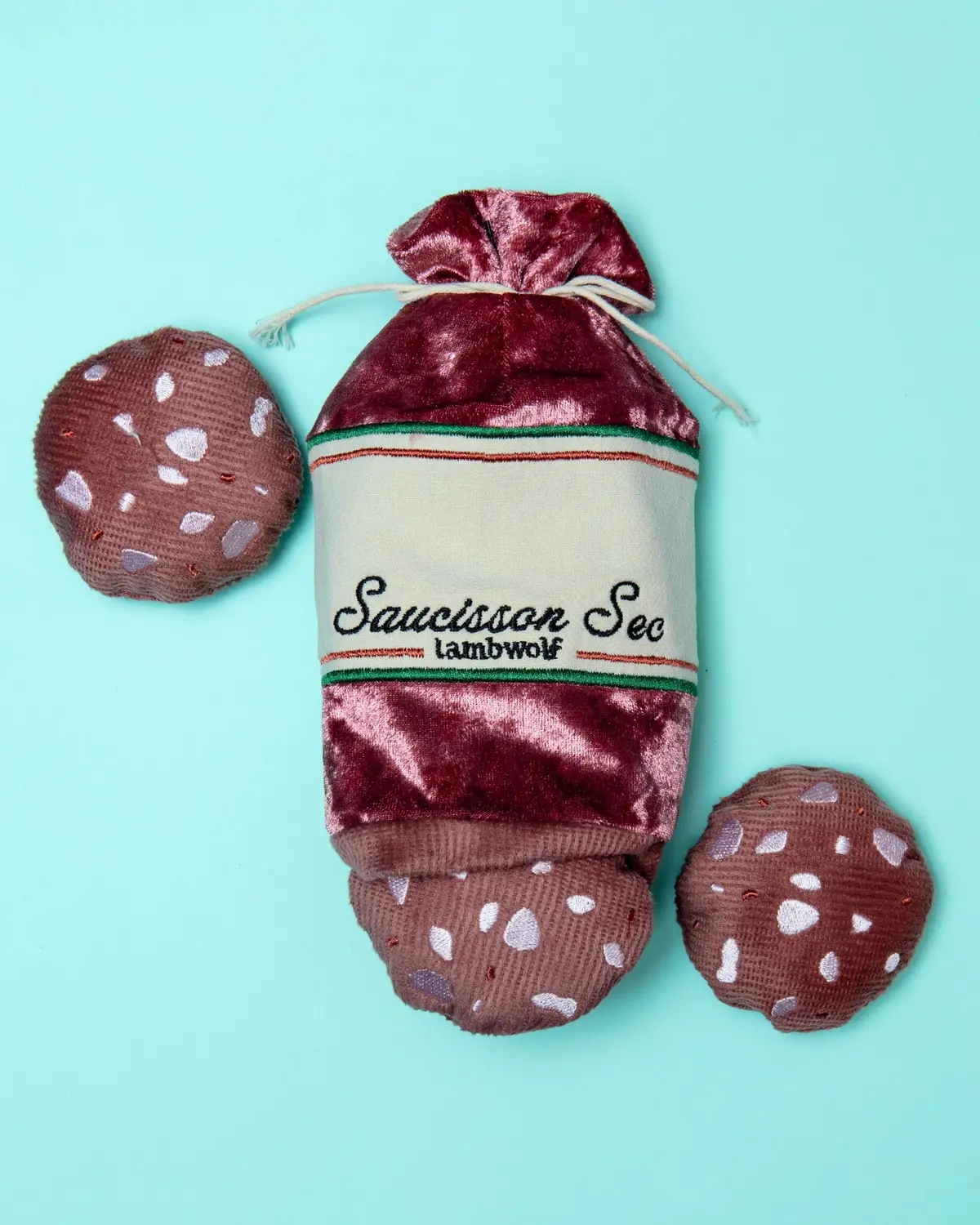 Saucisson Sec Squeaky Enrichment Plush Dog Toy 1