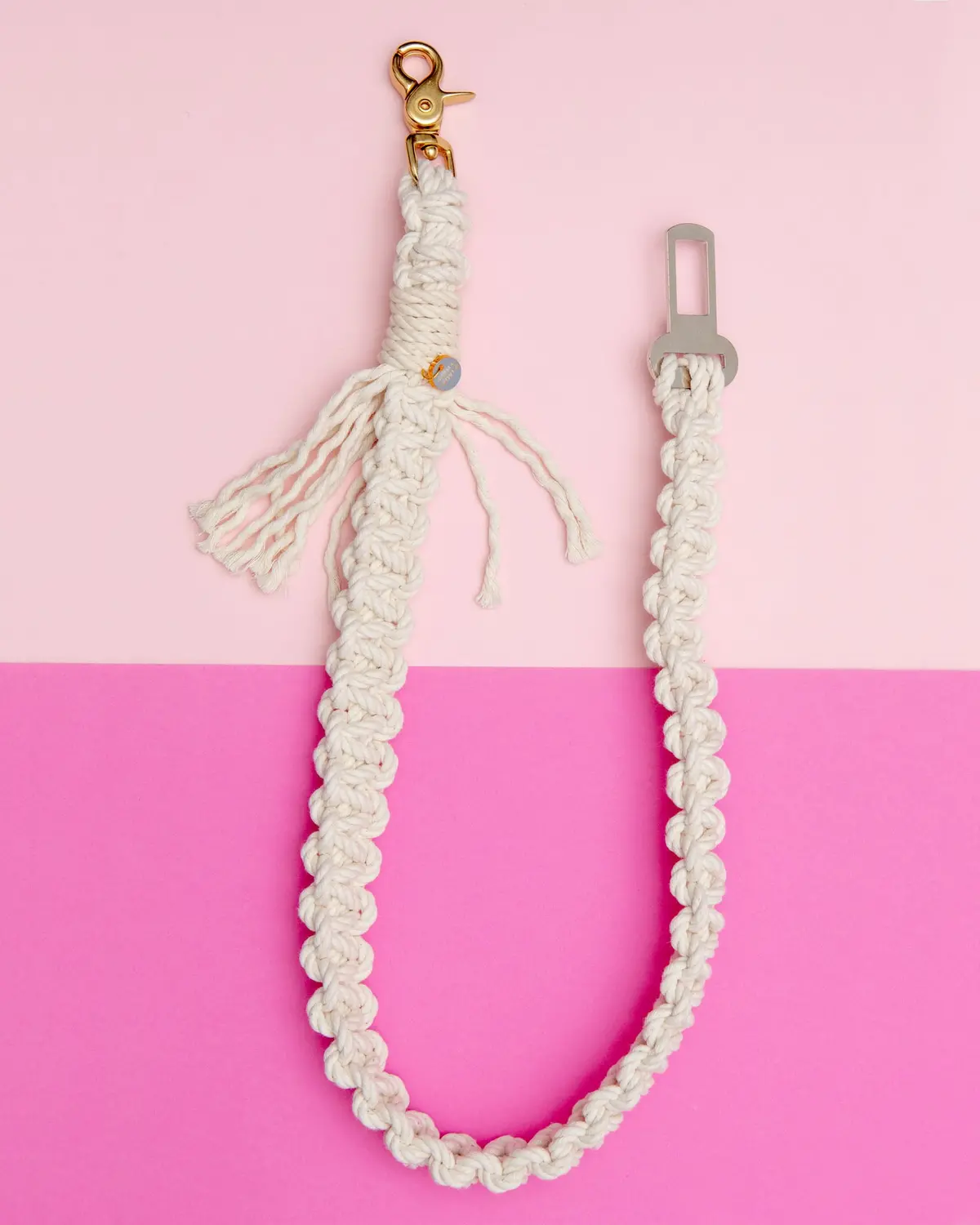 Macrame Seat Belt Dog Restraint In Natural (Made In The Usa) 1