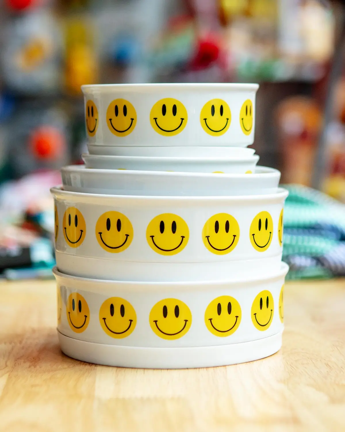 Let's Get Happy Smiley Face Pet Bowls 1