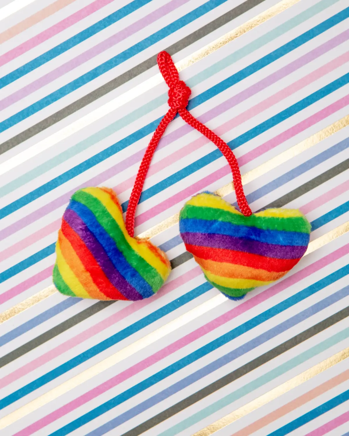 Pride Heart Strings Crinkle Plush Cat Toy W/ Catnip 1