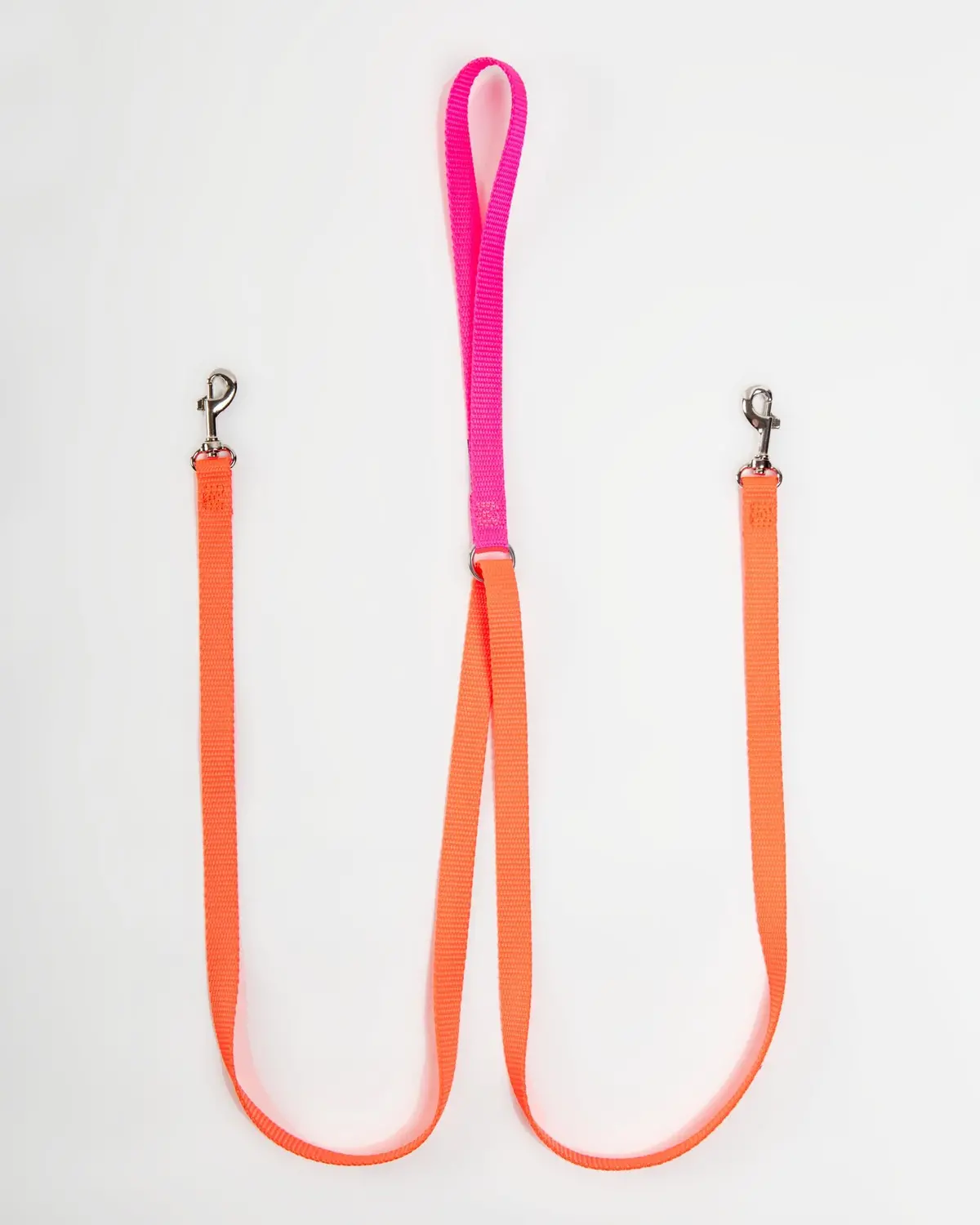 Double Clip Training Leash In Hot Pink + Neon Orange (Made In The Usa) 1