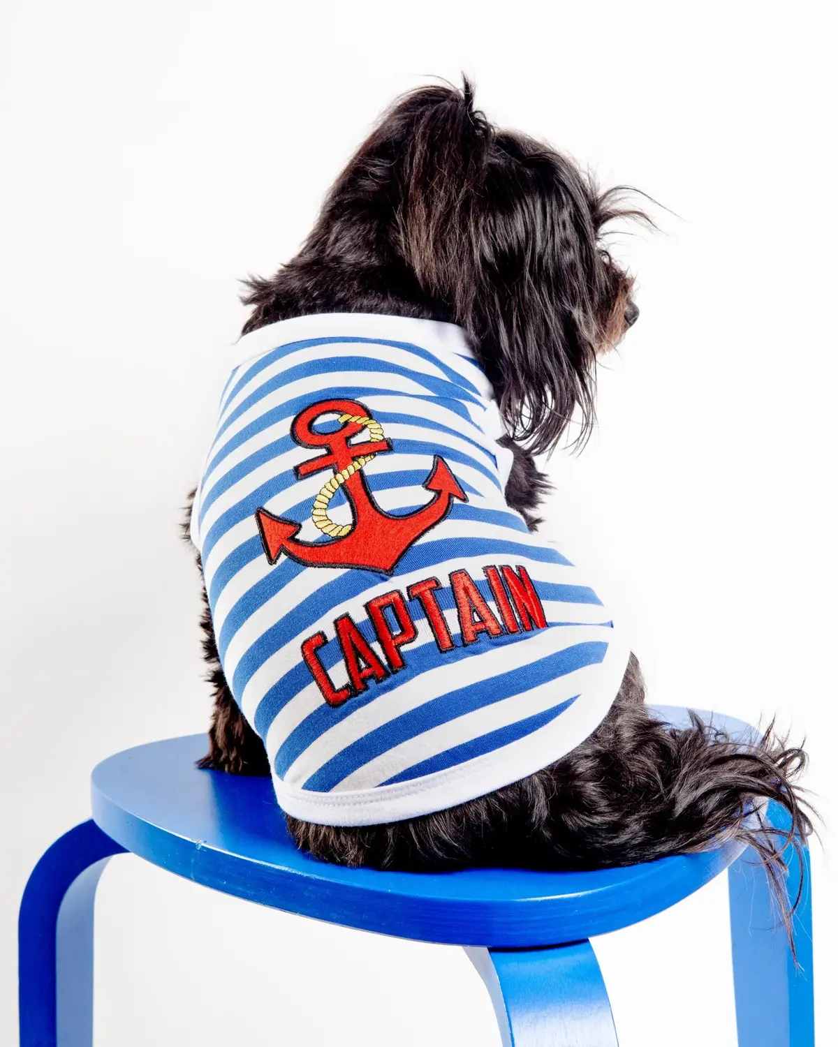 Captain Dog Tank Top In Blue & White Stripe (Final Sale) 1