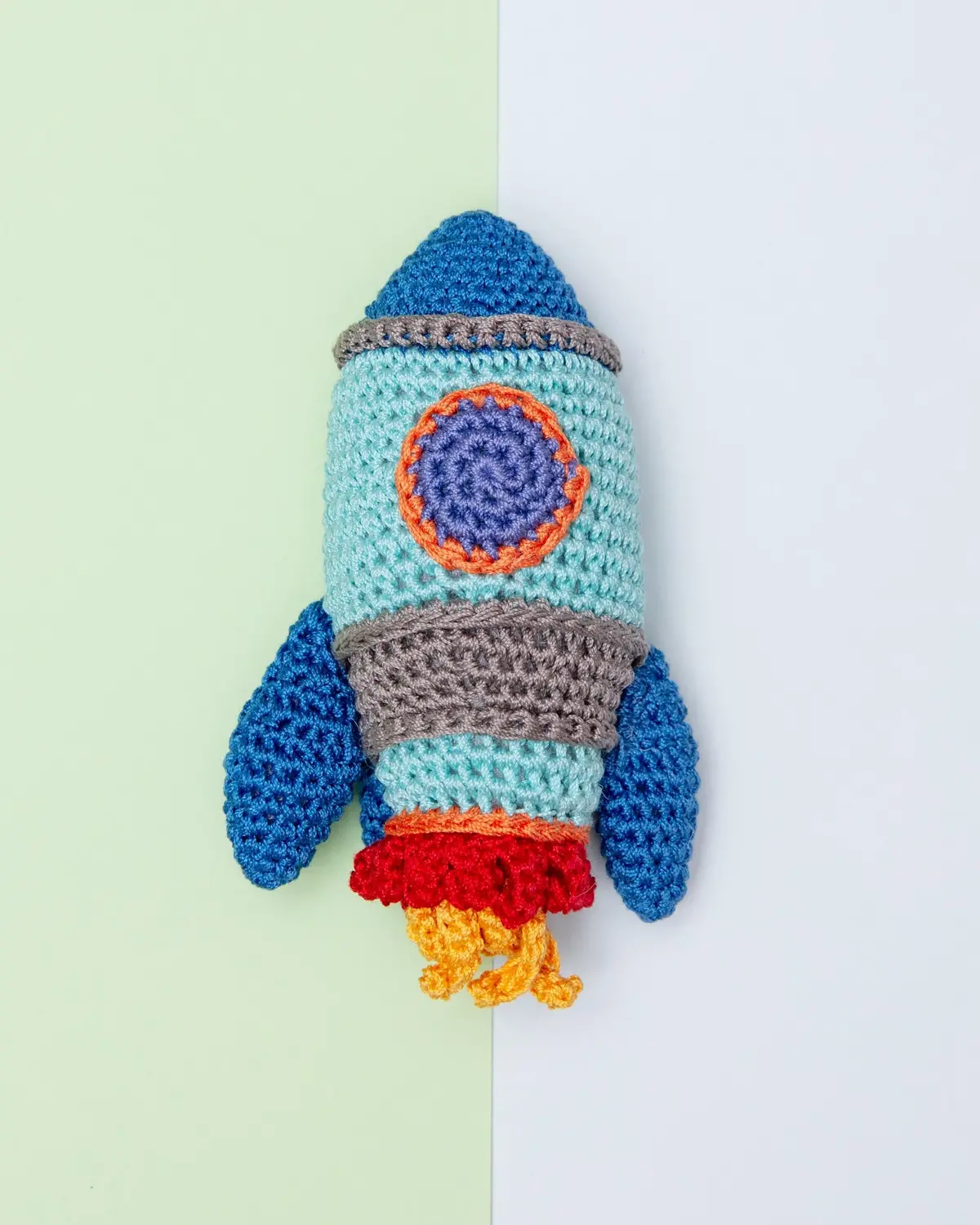 Rocket Ship Knit Organic Cotton Dog Toy 1