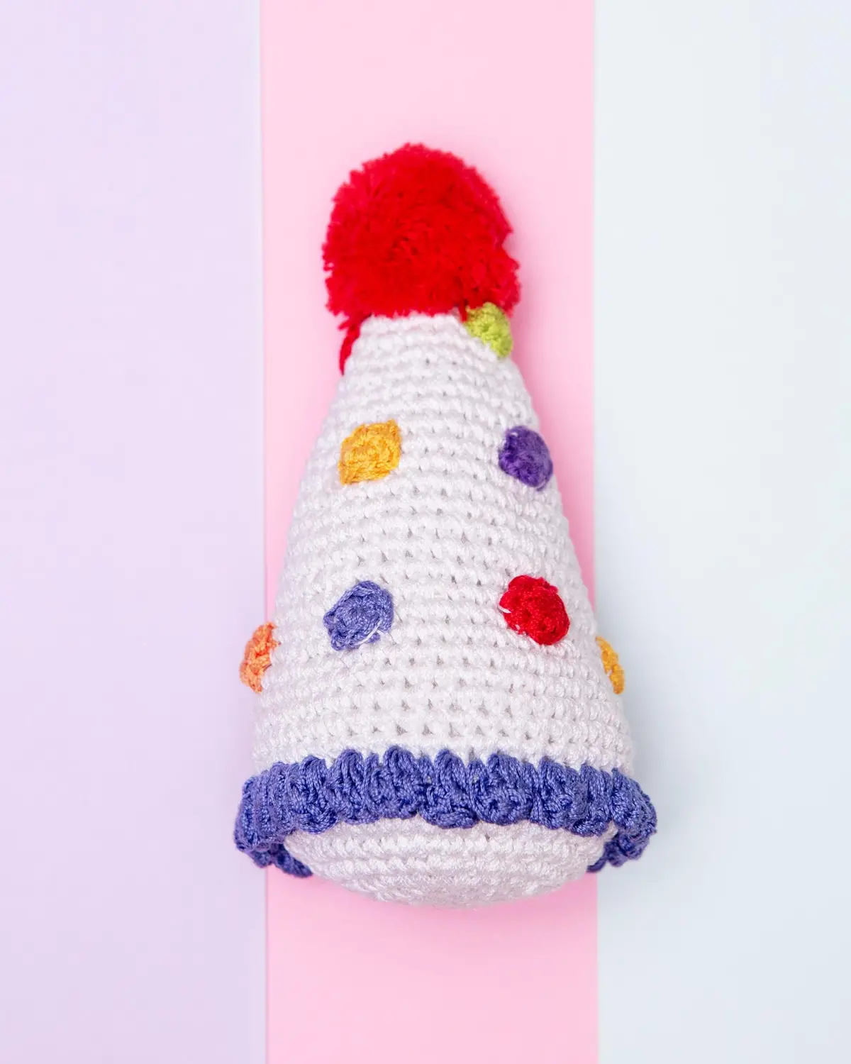 Birthday Hat Knit Organic Cotton Dog Toy 1