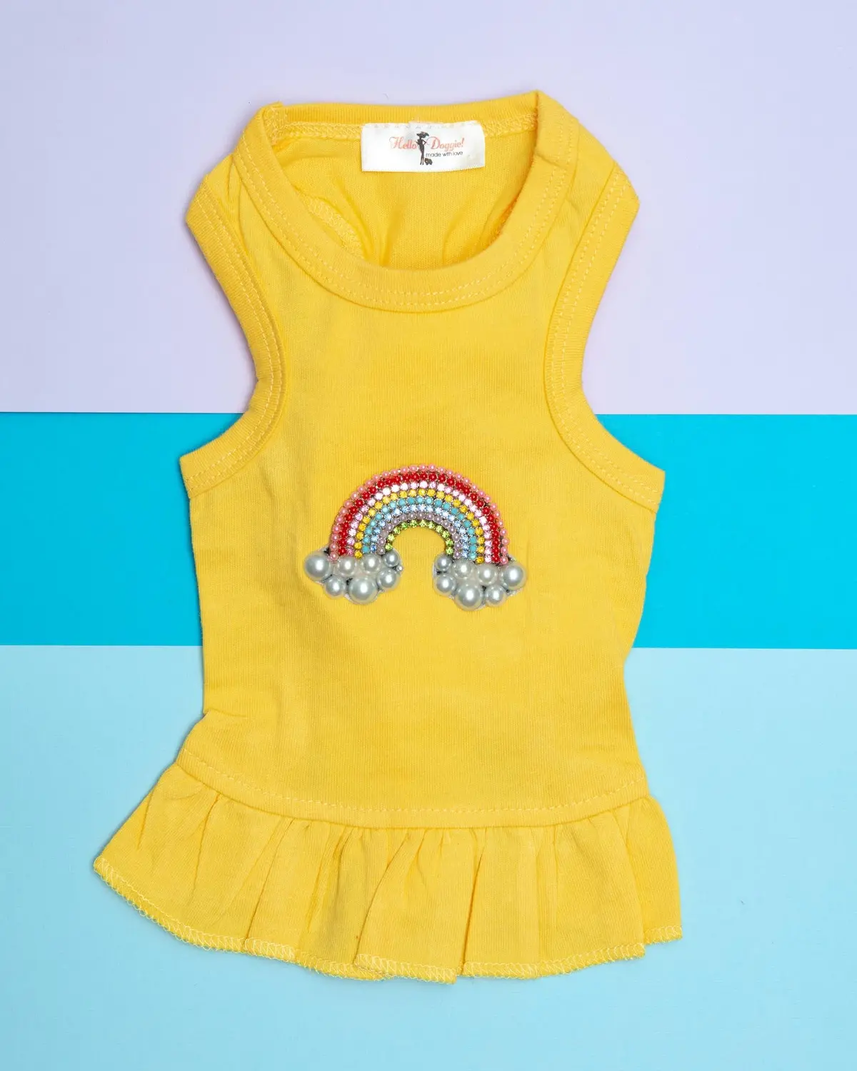 Rainbow Dog Dress In Yellow (Clearance) 1