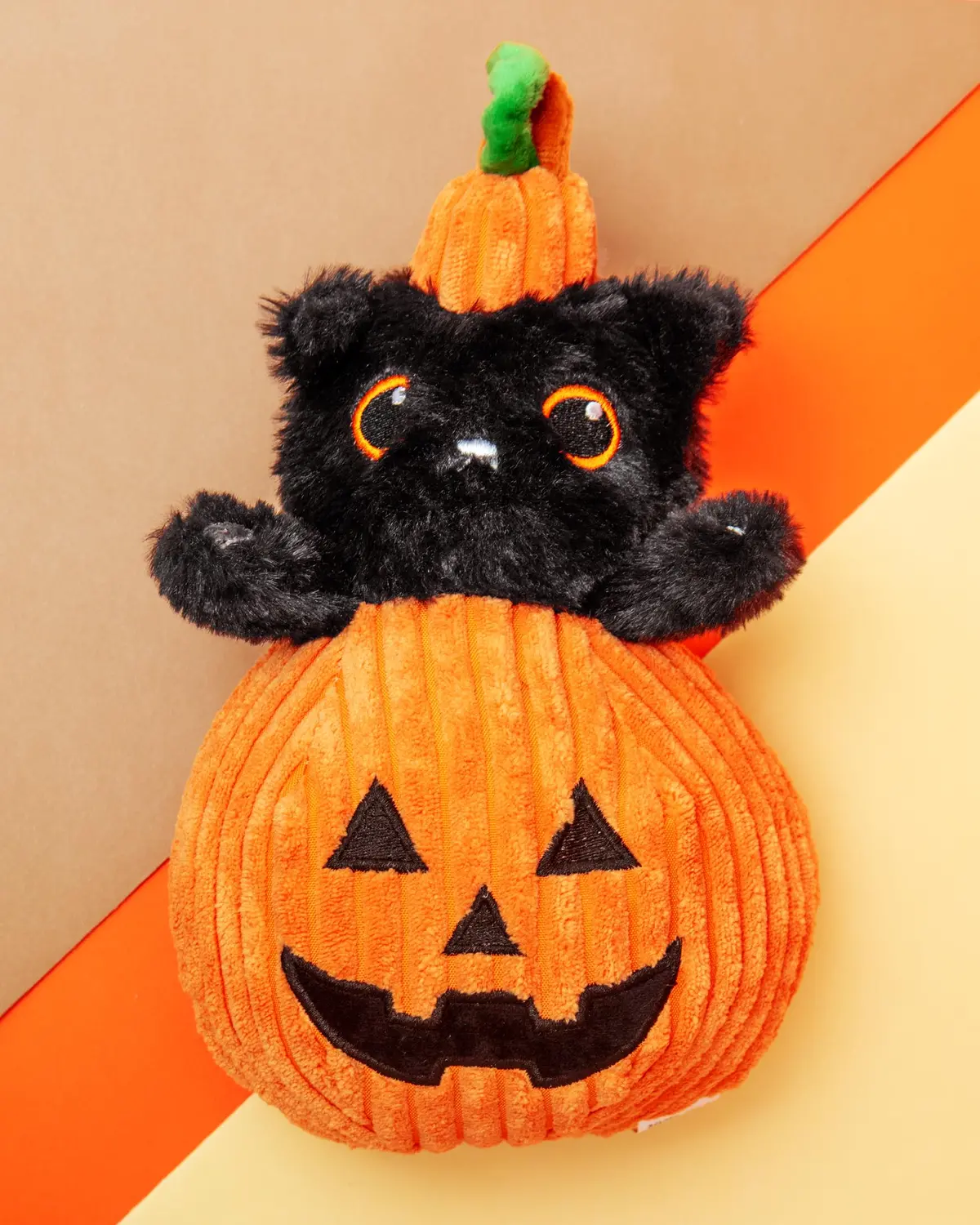 Cat-O-Lantern Pumpkin Cat Squeaky & Crinkle Plush Toy 1