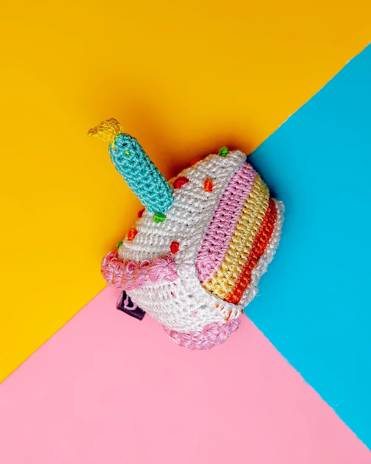 Birthday Cake Squeaky Knit Dog Toy 1