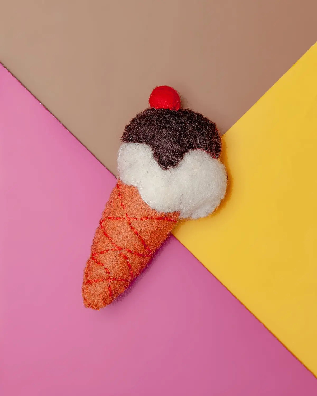 Wool Ice Cream Cone Catnip Toy 1
