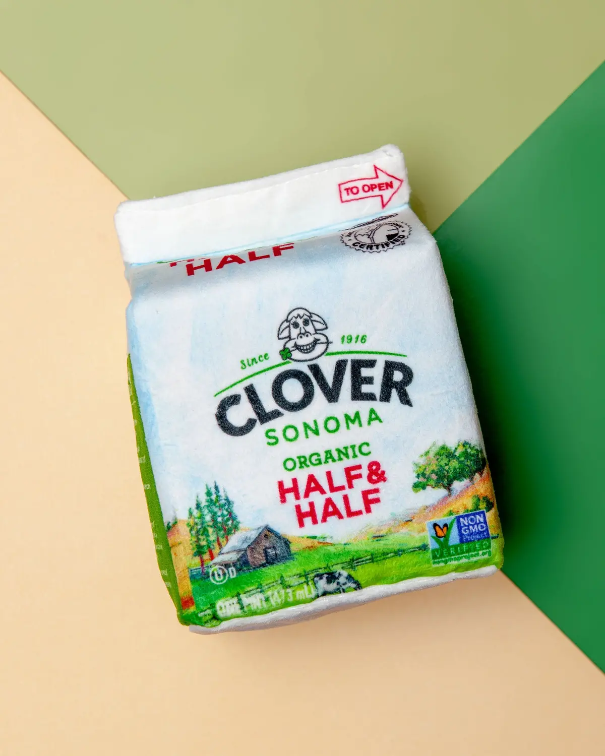 Clover Sonoma Half & Half Carton Plush Dog Toy 1