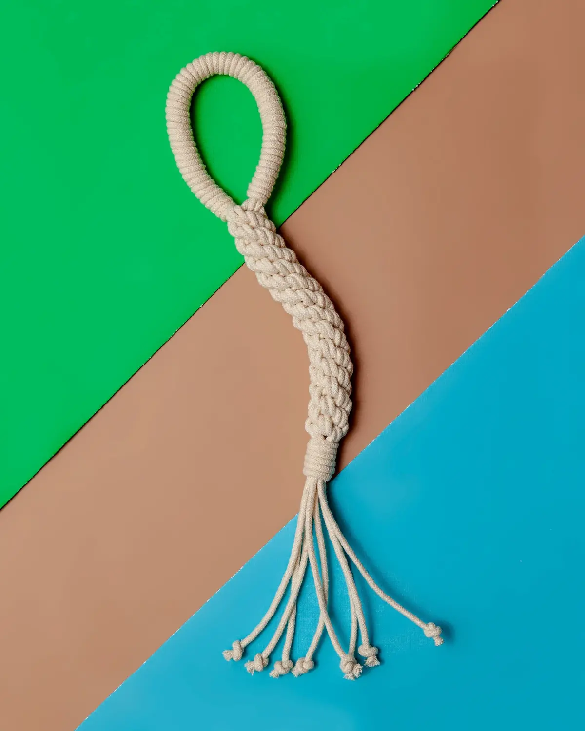 Macrame Rope Cotton Dog Tug Toy In Ivory (Made In The Usa) 1
