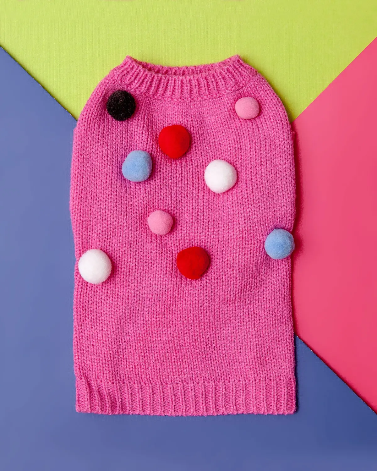 Pink Pom Pom Small Dog Sweater (Final Sale) 1