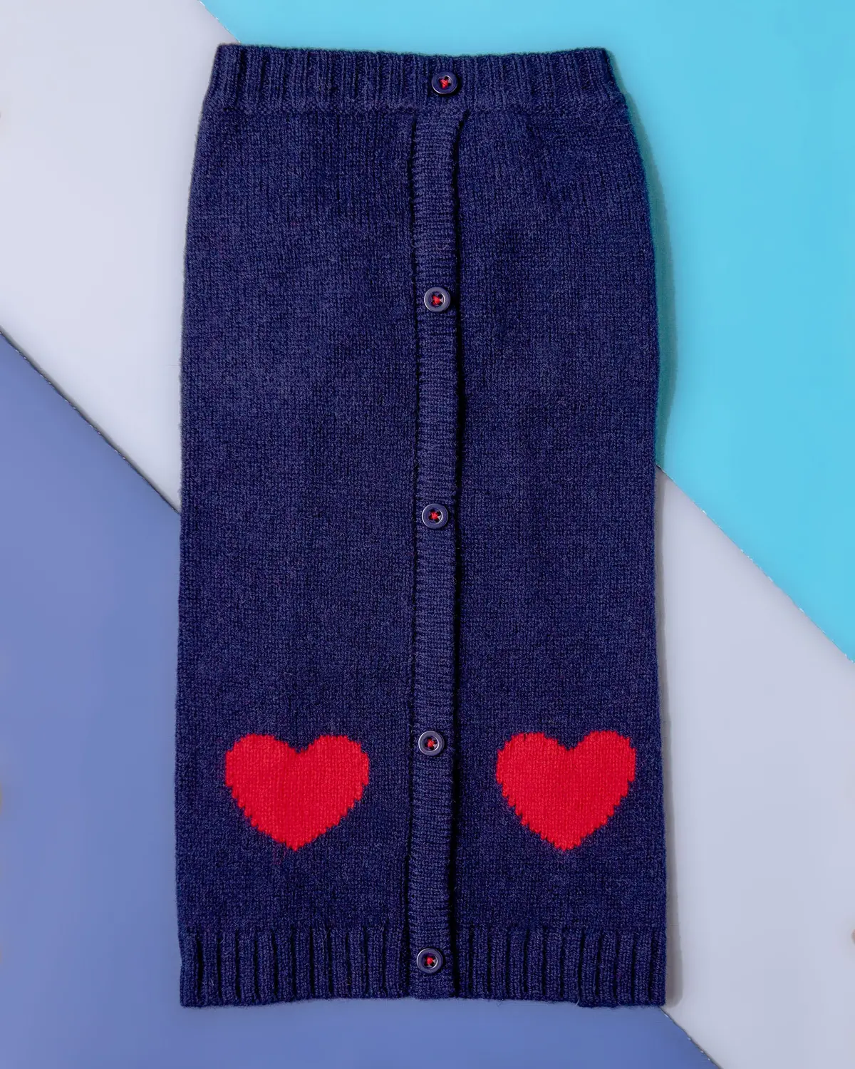 Heart Cardigan Dog Sweater In Navy (Final Sale) 1
