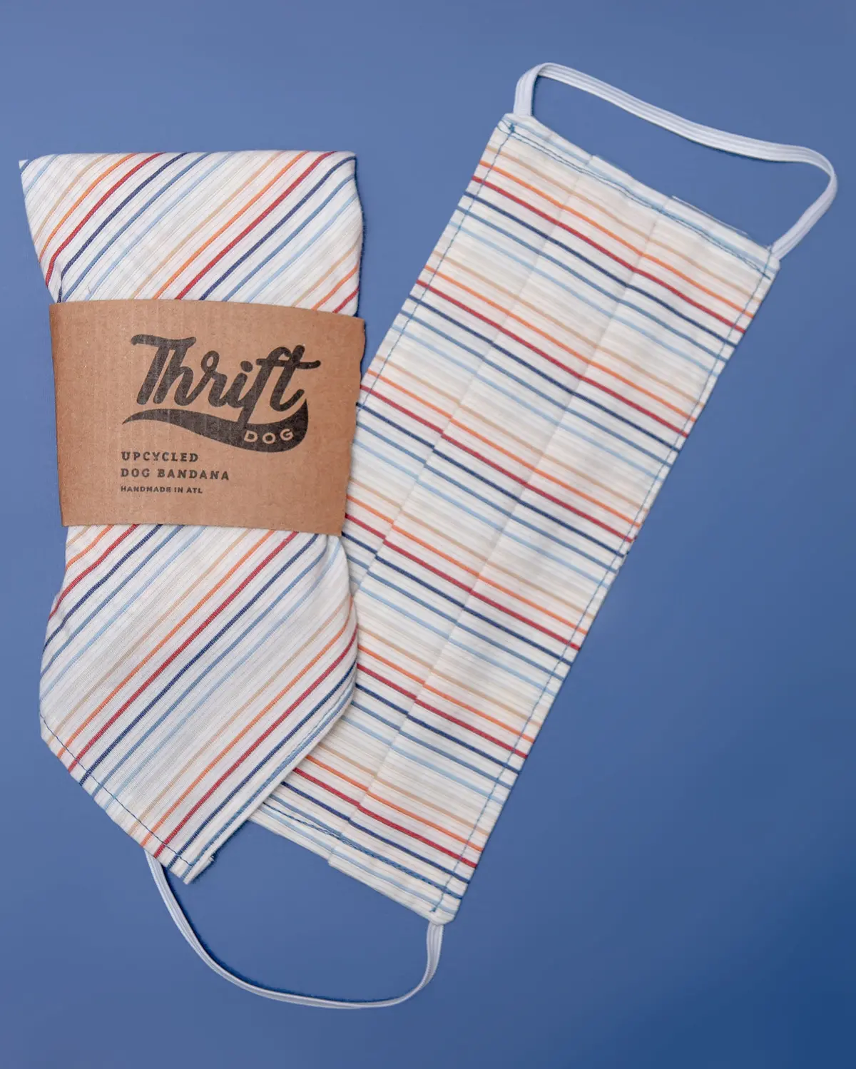 Matching Face Mask & Dog Bandana Set In Rainbow Stripe (Made In The Usa) (Final Sale) 1