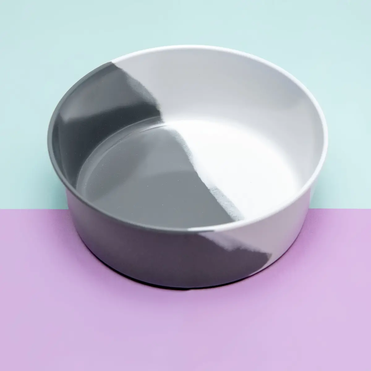 Melamine Dog Bowl In Grey & White Colorblock (Final Sale) 1