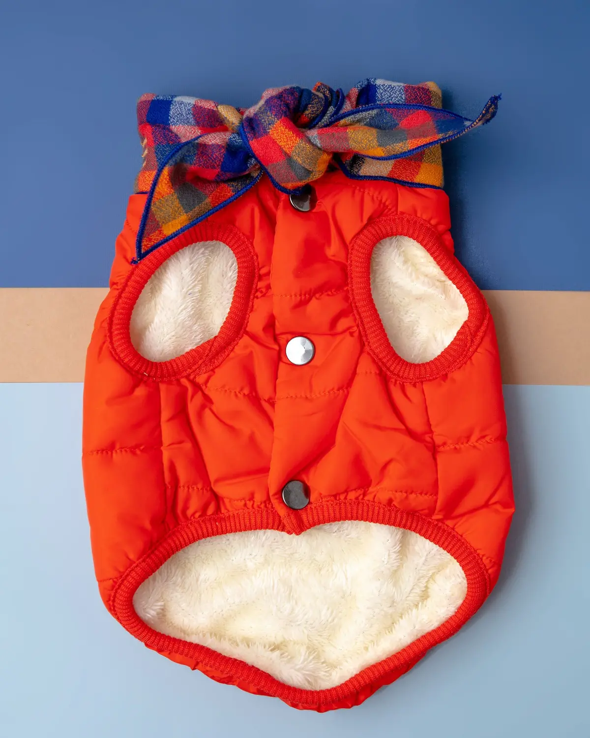 Baxter Bandana Puffer Dog Vest In Orange 1