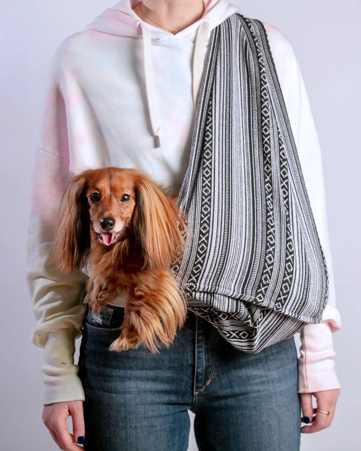 Black And White Woven Cotton Dog Sling 1