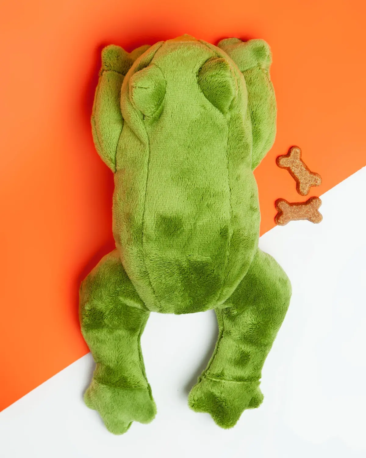 Olive Frog Squeaky Plush Dog Toy 1
