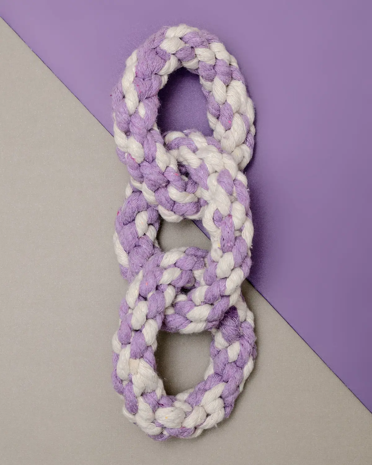 Triple Ring Rope Dog Toy In Lavender & White 1