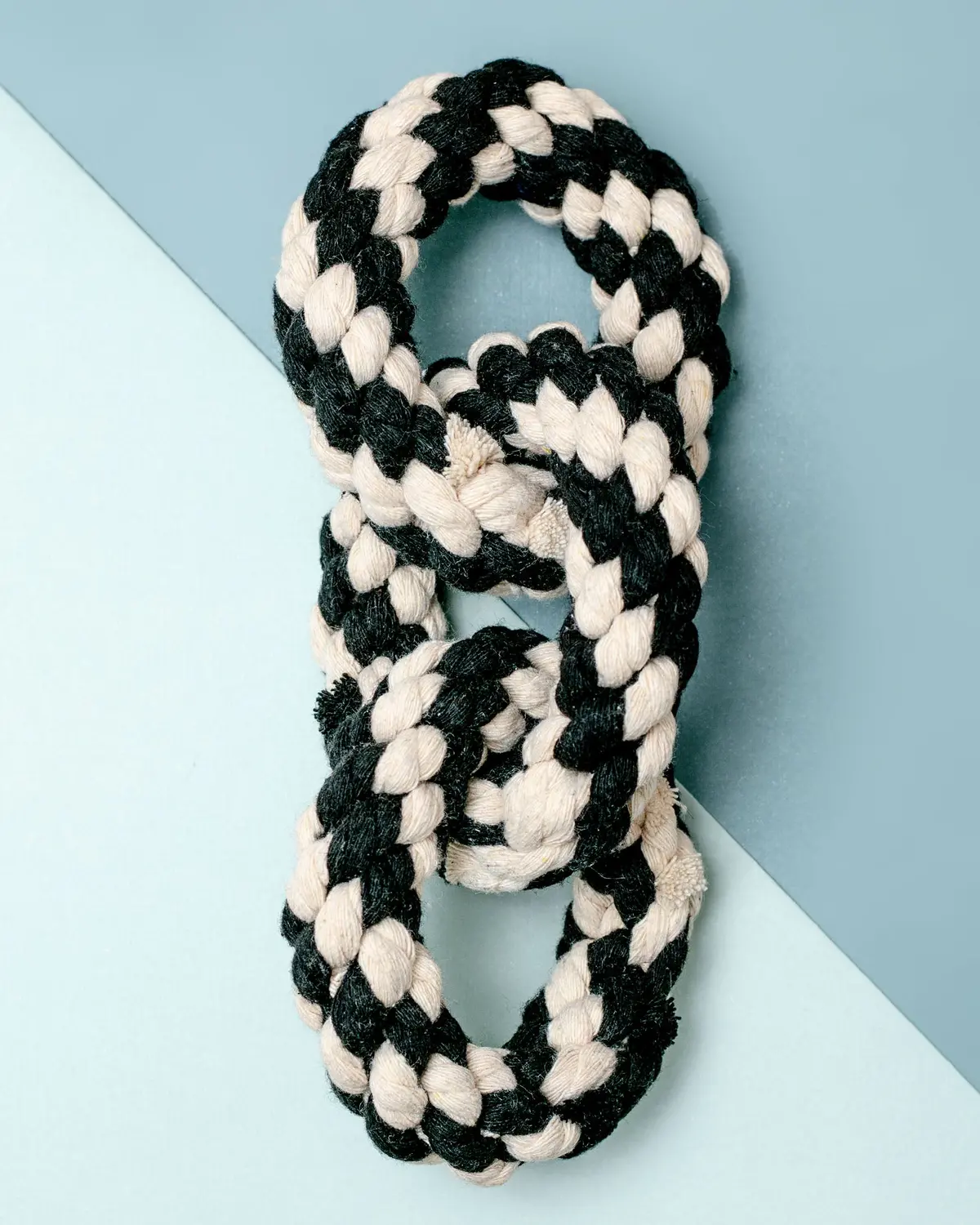 Triple Ring Rope Dog Toy In Black & White 1