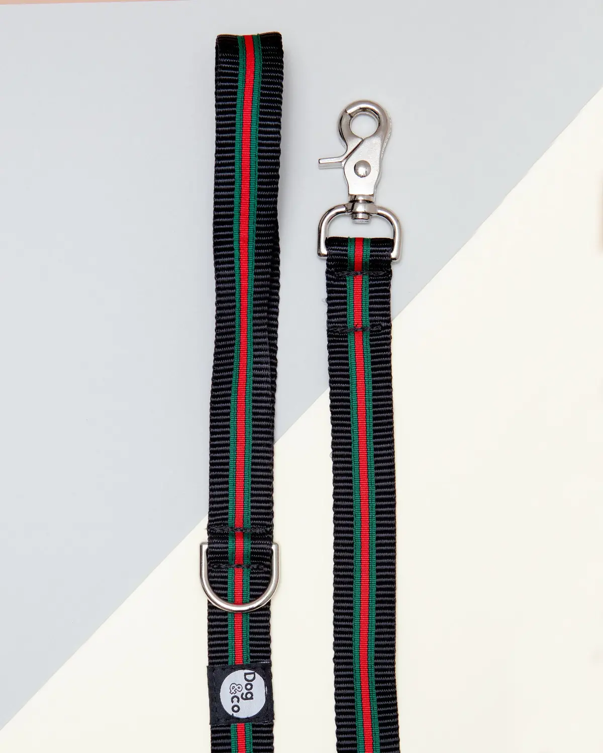 Luxe Green & Red Stripe Dog Leash (Made In Nyc) 1