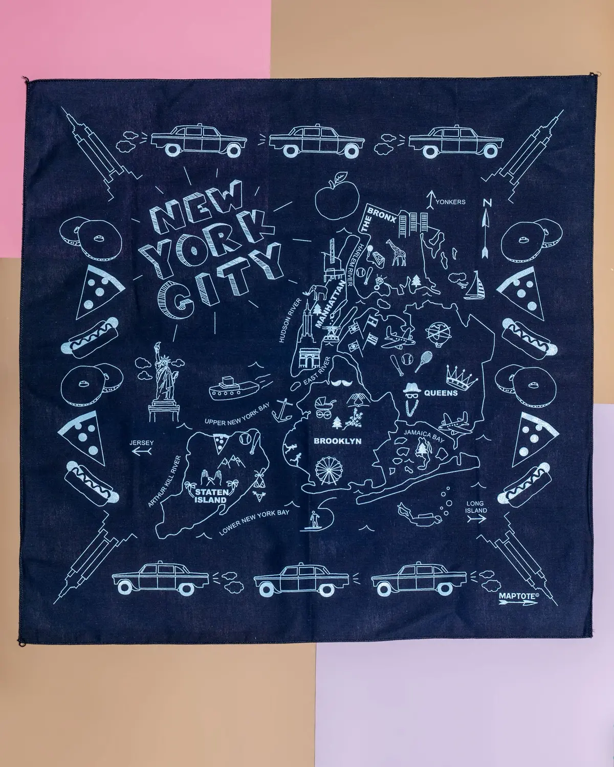 Nyc Map Bandana In Navy (Made In The Usa) << Final Sale >> 1