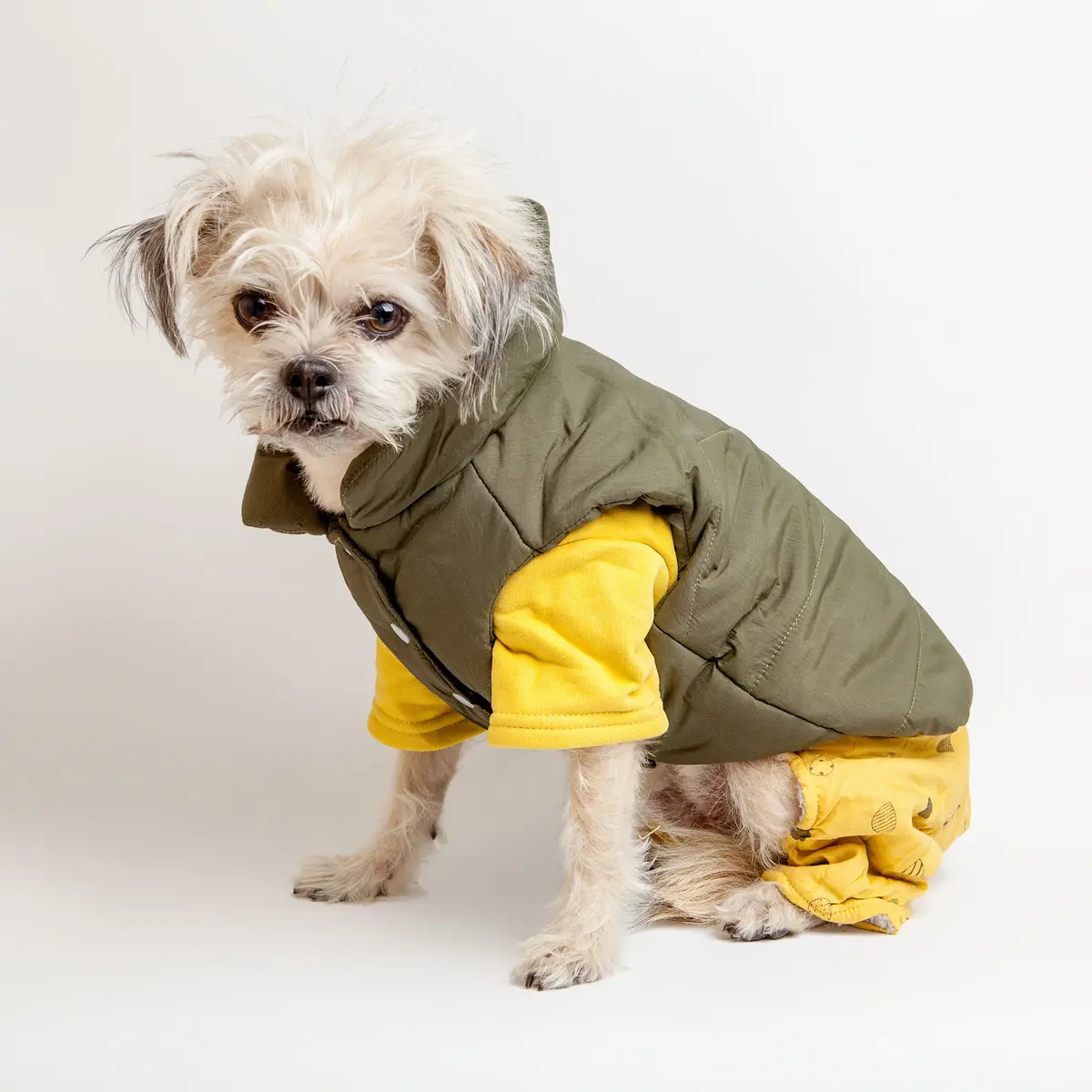 Morning Baby | Olive Puffer Jacket + Onesie 1
