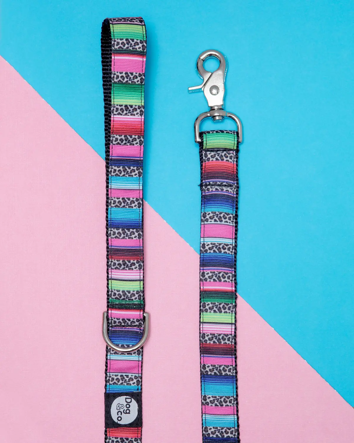 Rainbow Serape + Leopard Dog Leash (Made In Nyc) 1