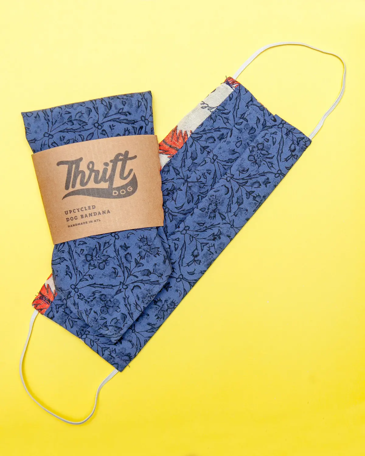 Matching Face Mask & Dog Bandana Set In Blue & Black 1