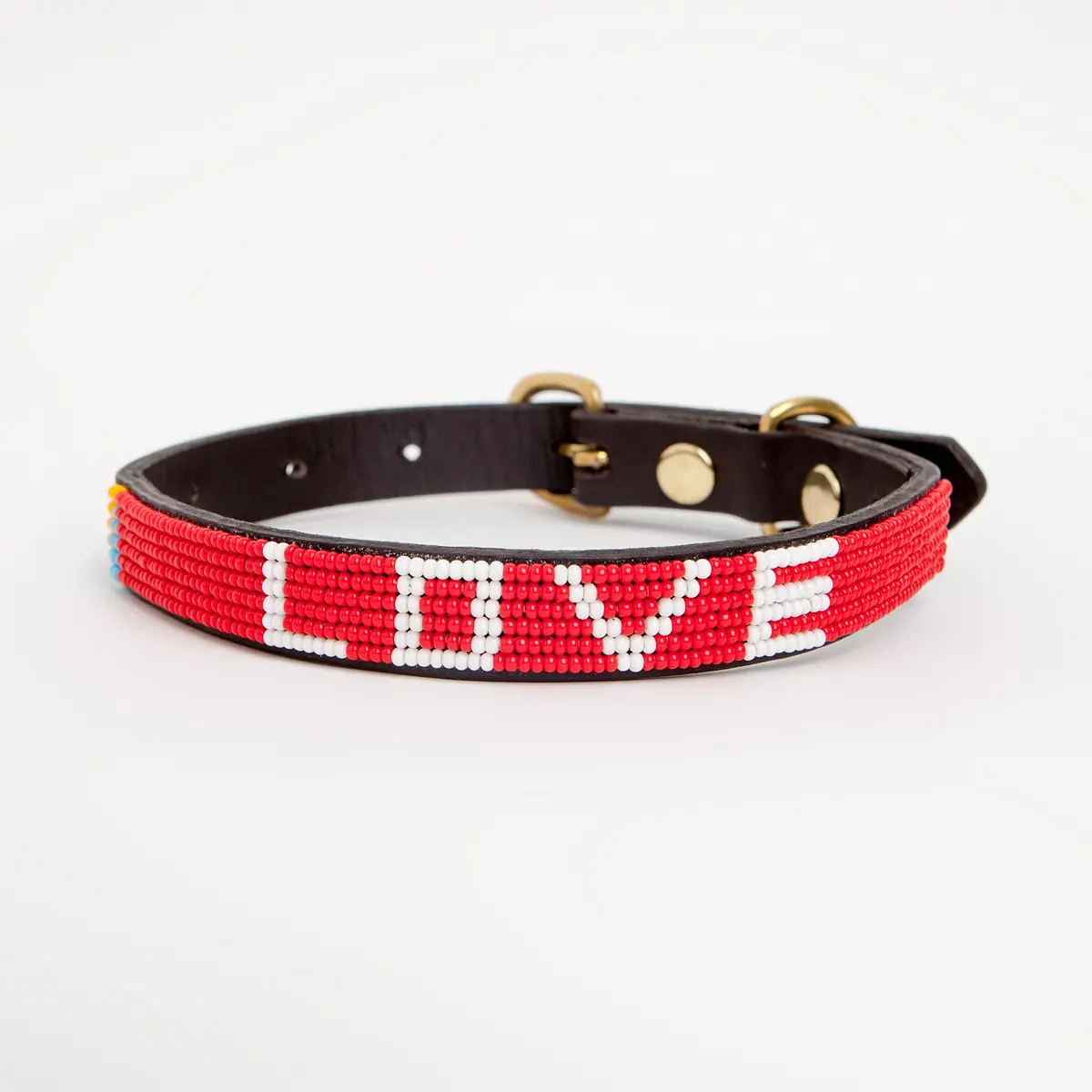 Red Beaded Love Dog Collar 1