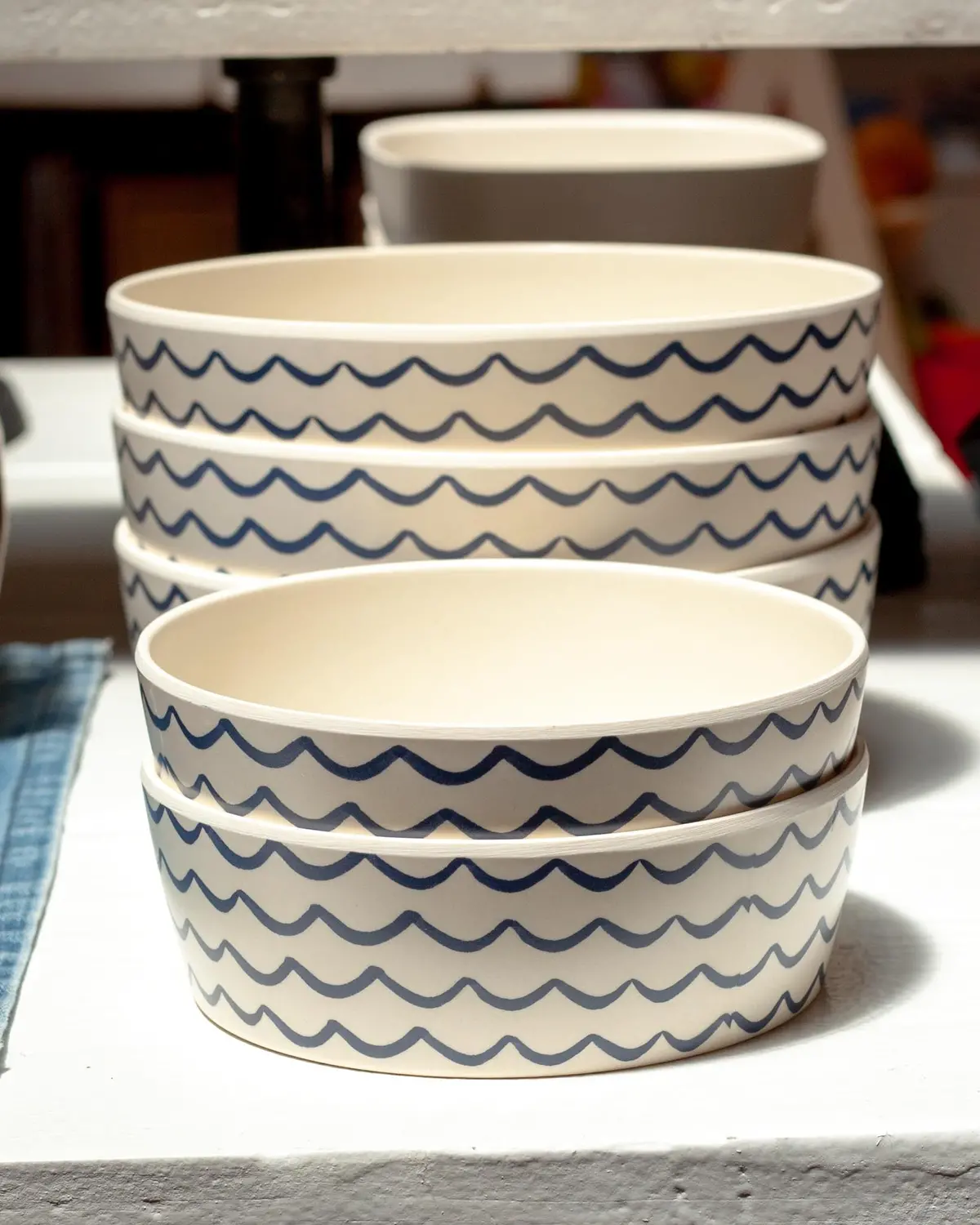 Bamboo Pet Bowl In Ocean Waves 1