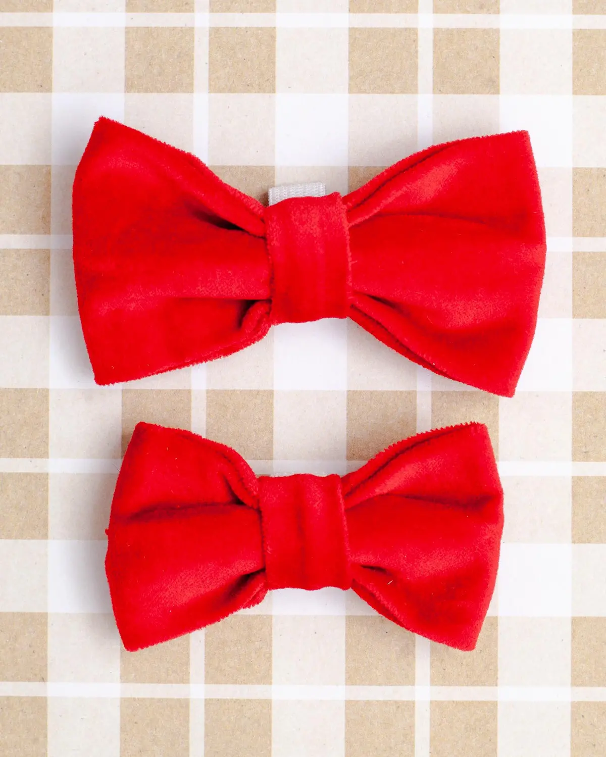 Scarlet Red Velveteen Dog Collar Bow Tie (Made In The Usa) 1