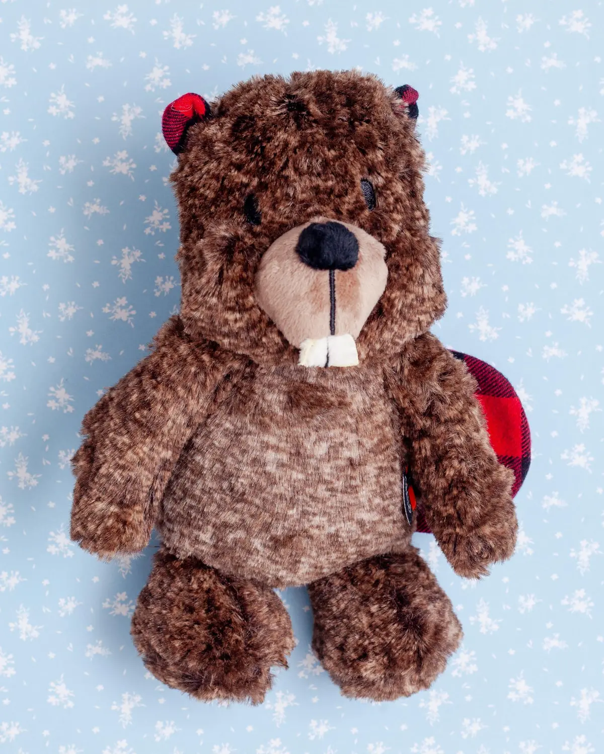 Buffalo Plaid Beaver Plush Squeaky Dog Toy 1