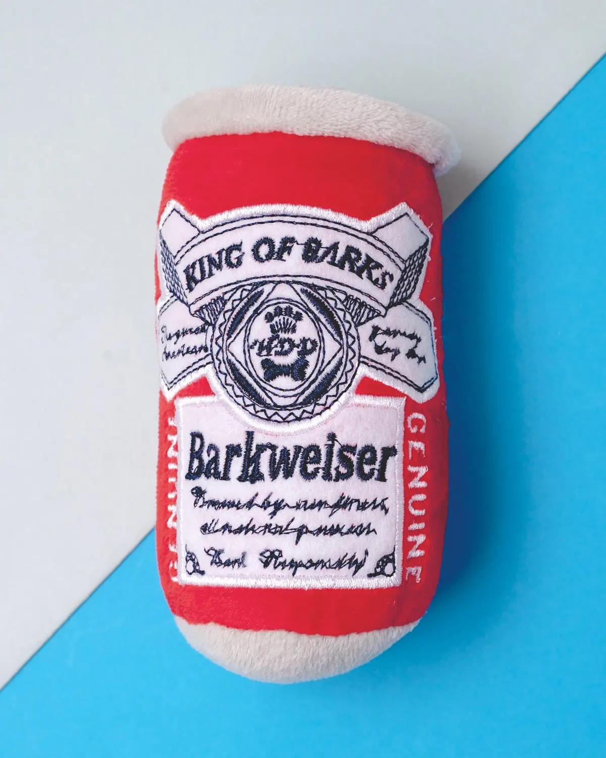 Barkweiser Beer Can Squeaky Plush Dog Toy 1