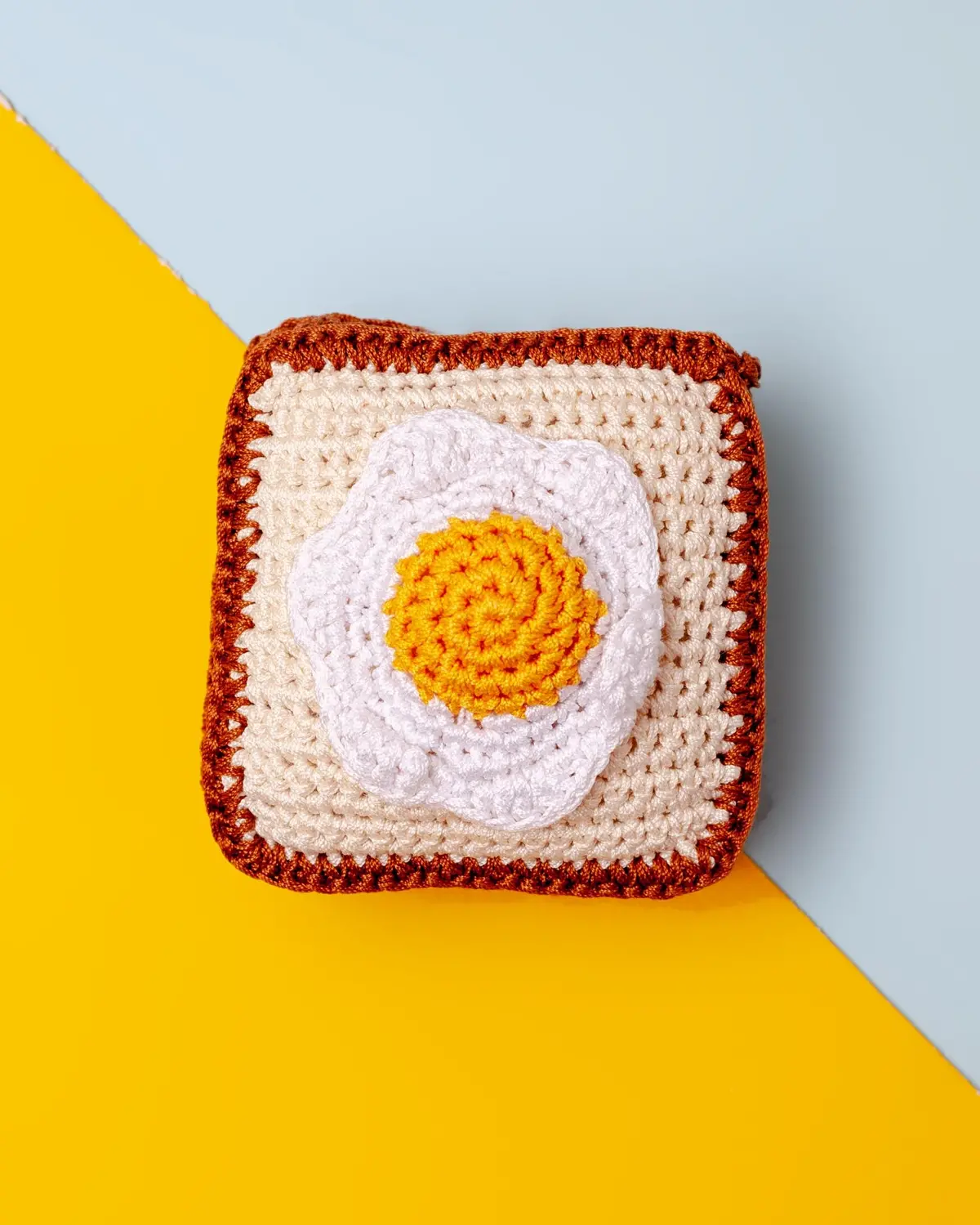 Toast W/ Sunny Side Up Eggs Squeaky Knit Dog Toy 1