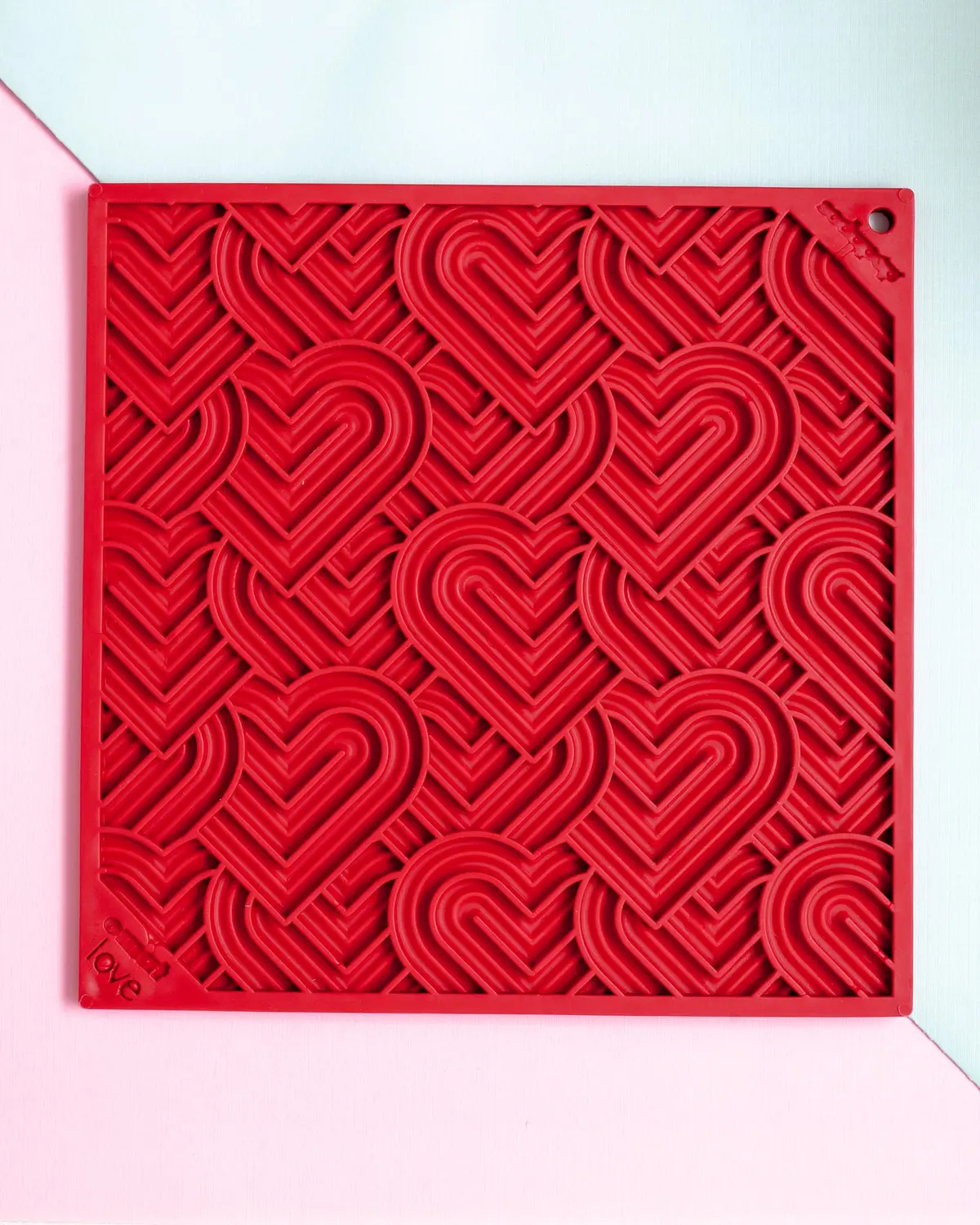 Hearts Dog Lick Mat In Red (Made In The Usa) 2