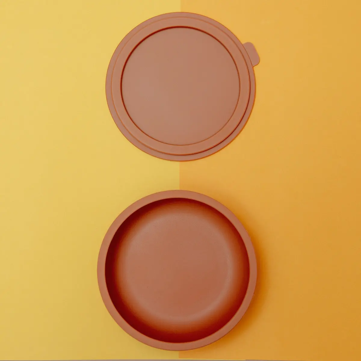 Silicone Suction Dog Food & Water Bowl With Lid In Terracotta > 2