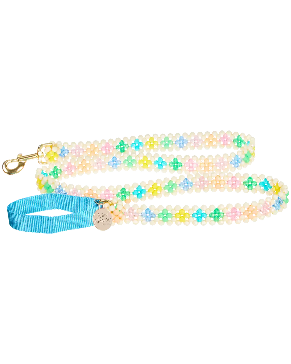 Beaded Dog Leash In Broadway Blue (Made In The Usa) 1