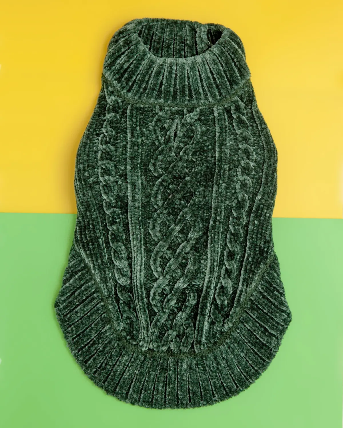 Cozy Chenille Dog Sweater In Forest Green << Clearance >> 1