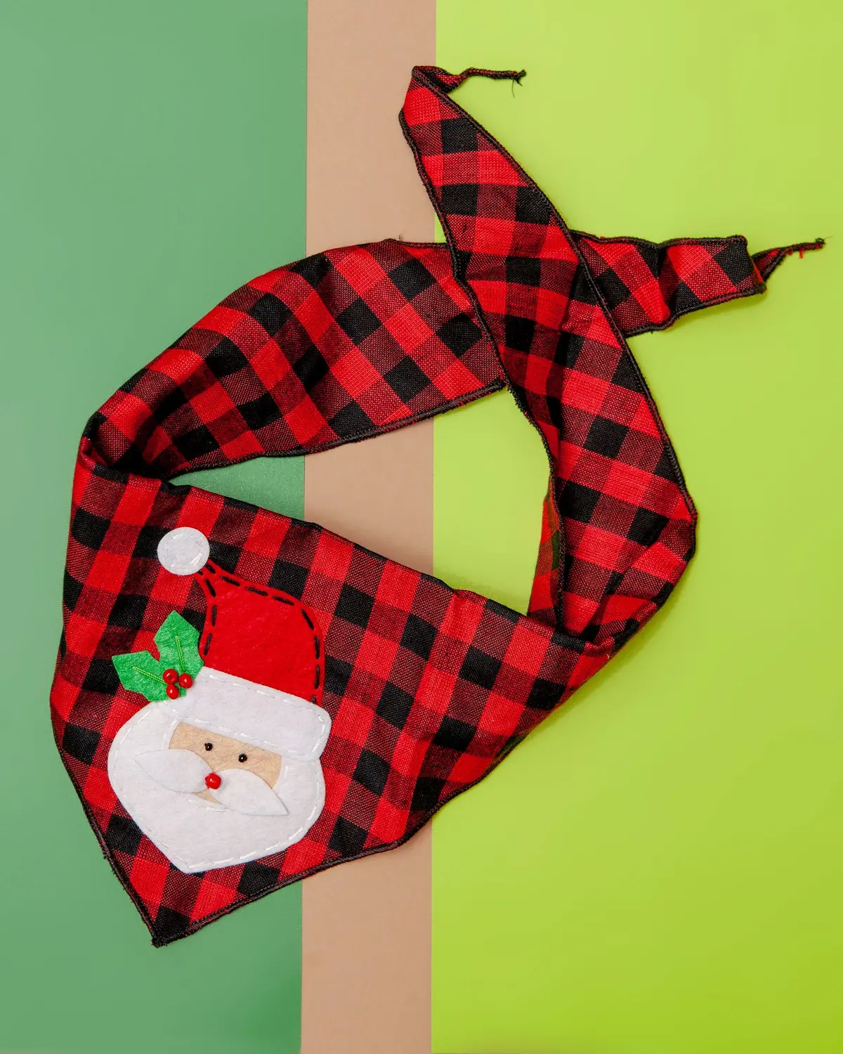 Santa Claus Buffalo Plaid Dog Bandana (Clearance) 1