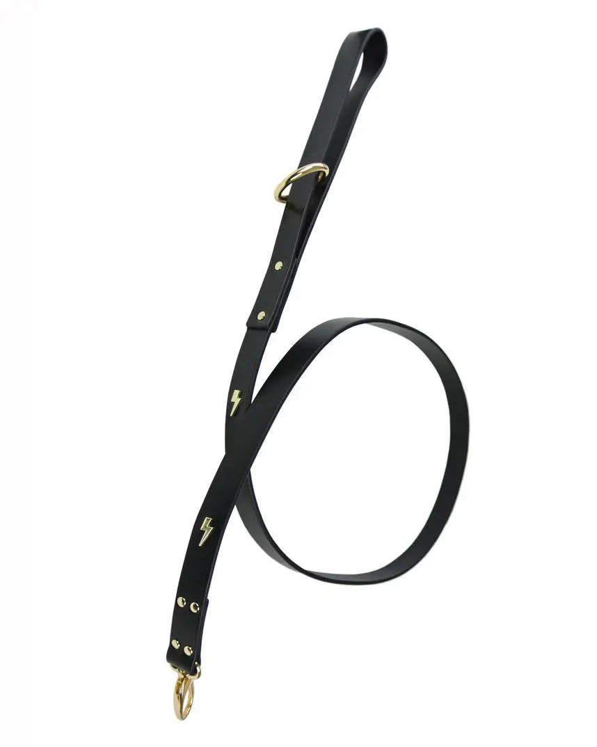 Lightning Bolt Leather Dog Lead << Final Sale >> 1