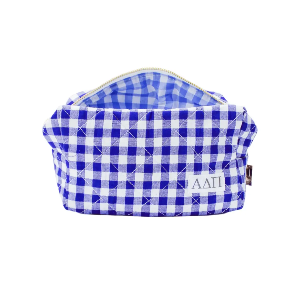 Alpha Delta Pi Gingham Quilted Makeup Bag 1