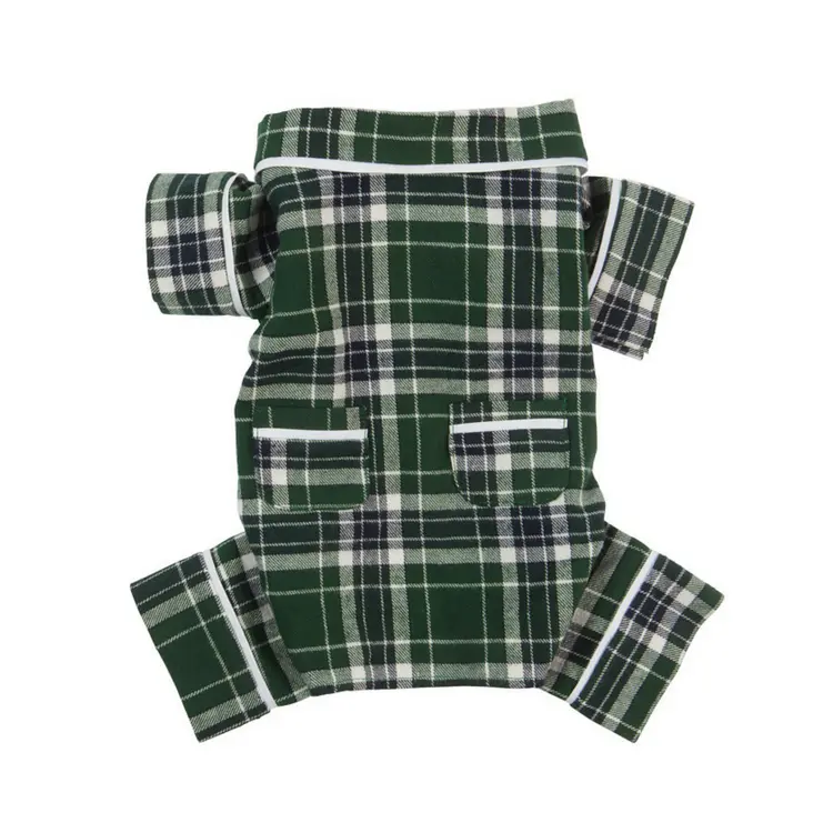 Fab Dog | Green Flannel Pjs 1
