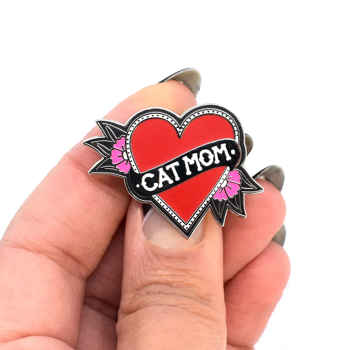 Cat Mom Enamel Pin 1