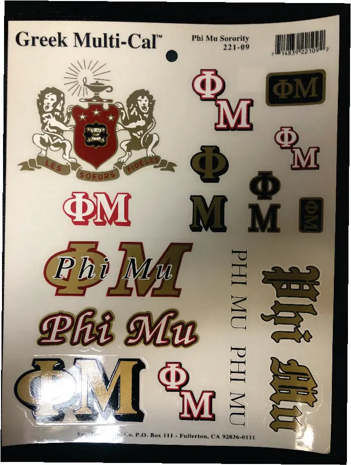 Phi Mu Decal Page - Discontinued 1