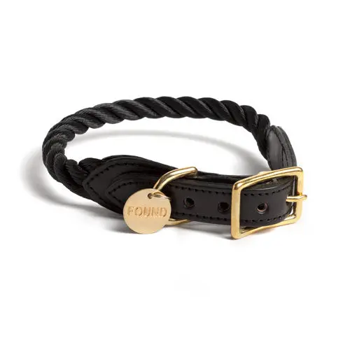 Rope Dog Collar In Black (Made In The Usa) 1