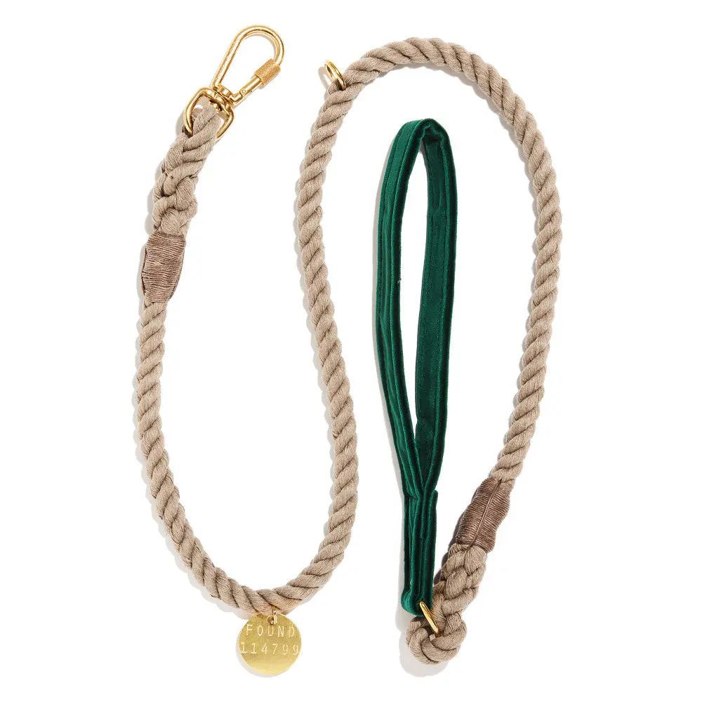 Found My Animal | Green Velvet Standard Rope Leash 1