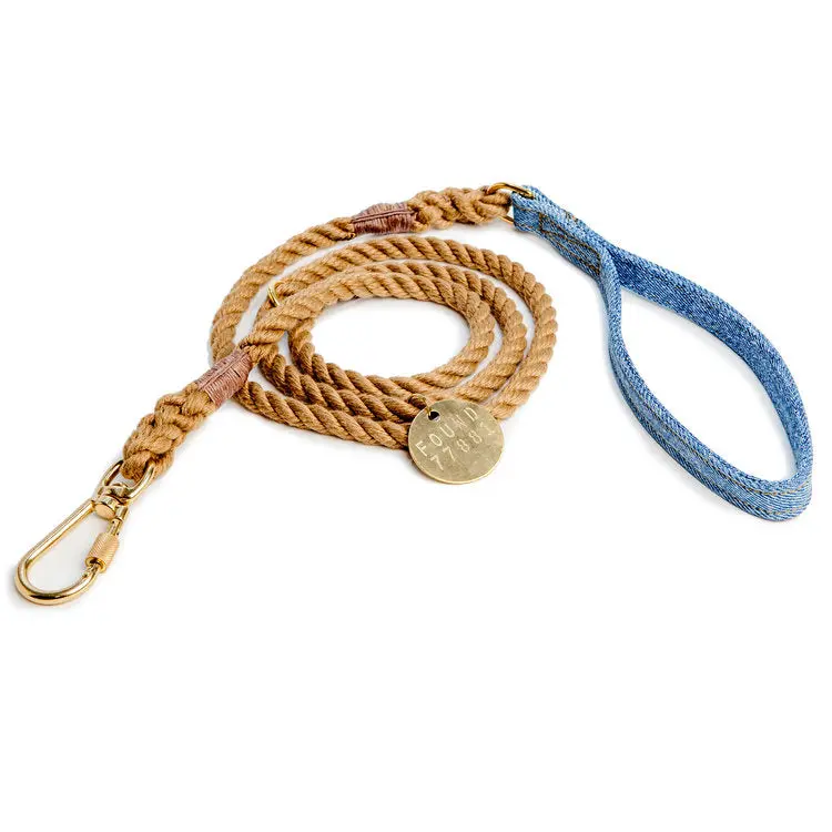 Found My Animal | Standard Rope Leash In Natural & Light Denim 1