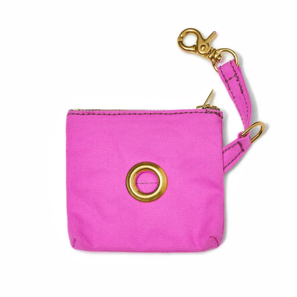 Found My Animal | Bright Pink Waxed Cotton Canvas Poop Bag Dispenser 1