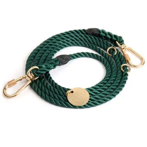 Adjustable Rope Lead In Hunter Green (Made In The Usa) 1