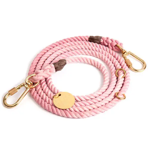 Adjustable Rope Dog Lead In Blush 1